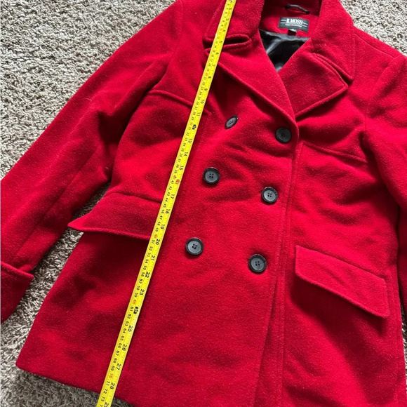 Vintage B. Moss Red Pea Coat Wool Women Size Medium - Picture 2 of 5
